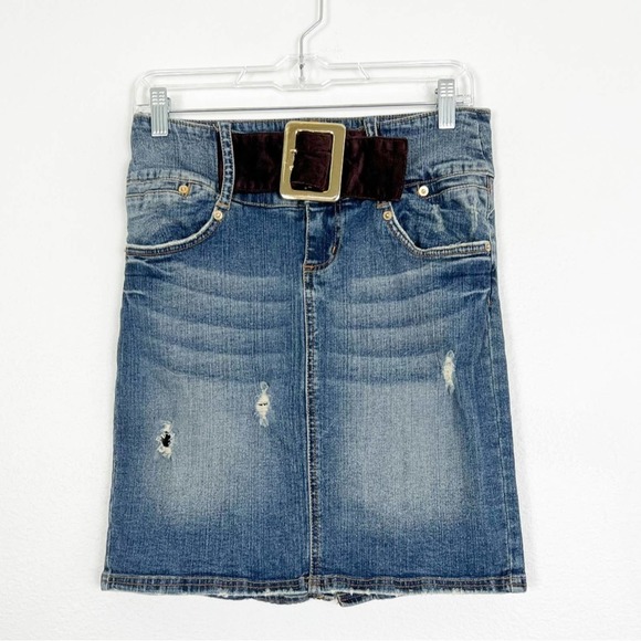 Baby Phat Skirts Y2k Baby Phat Belted Jean Skirt Stretch Size 3
